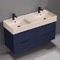 Double Bathroom Vanity With Beige Travertine Design Sink, Wall Mount, 48